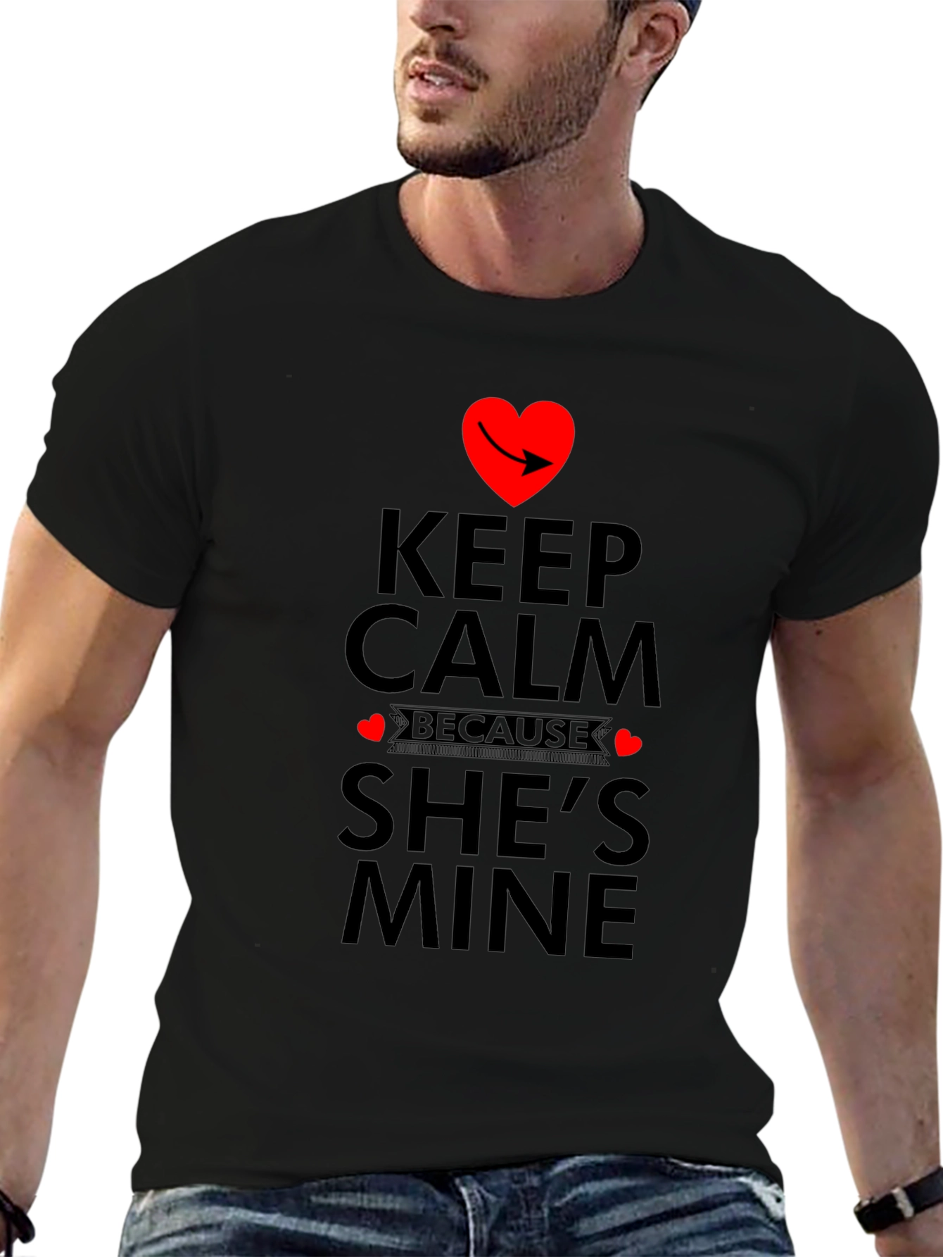 Keep Calm Shes Mine Graphic Tee - Black