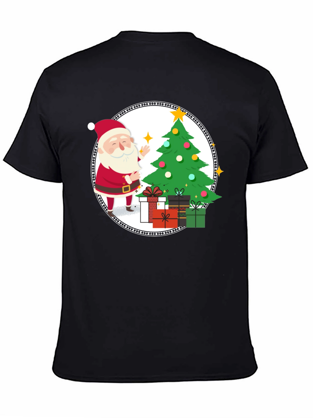 Festive Santa Christmas Tree Graphic Tee