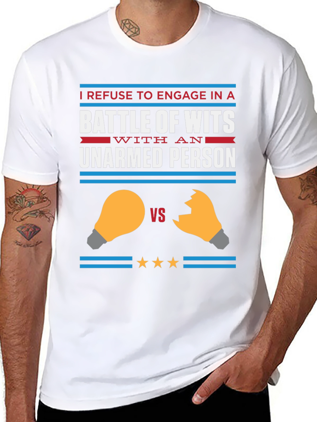 Humorous Battle of Wits Graphic Tee