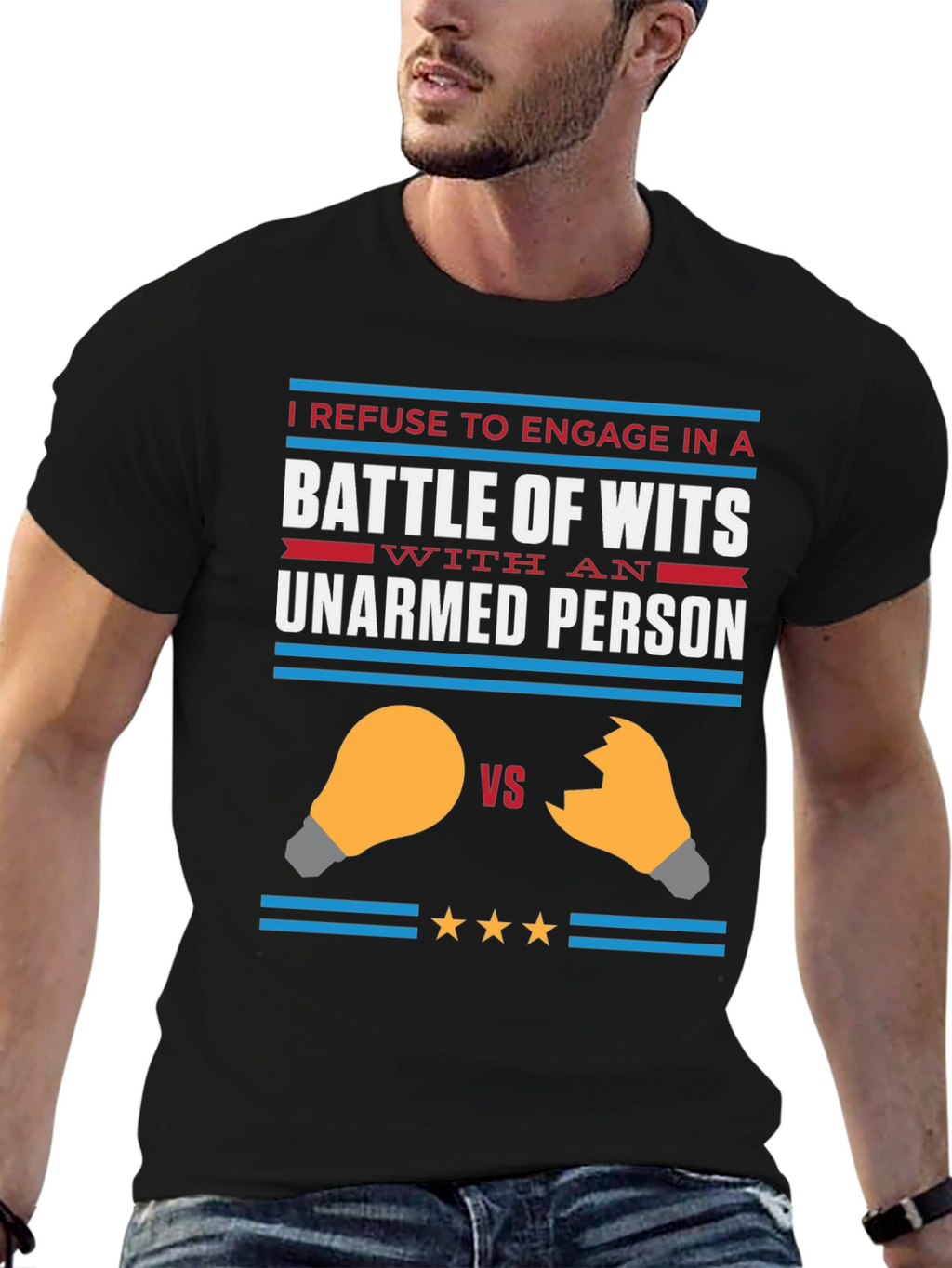 Humorous Battle of Wits Graphic Tee