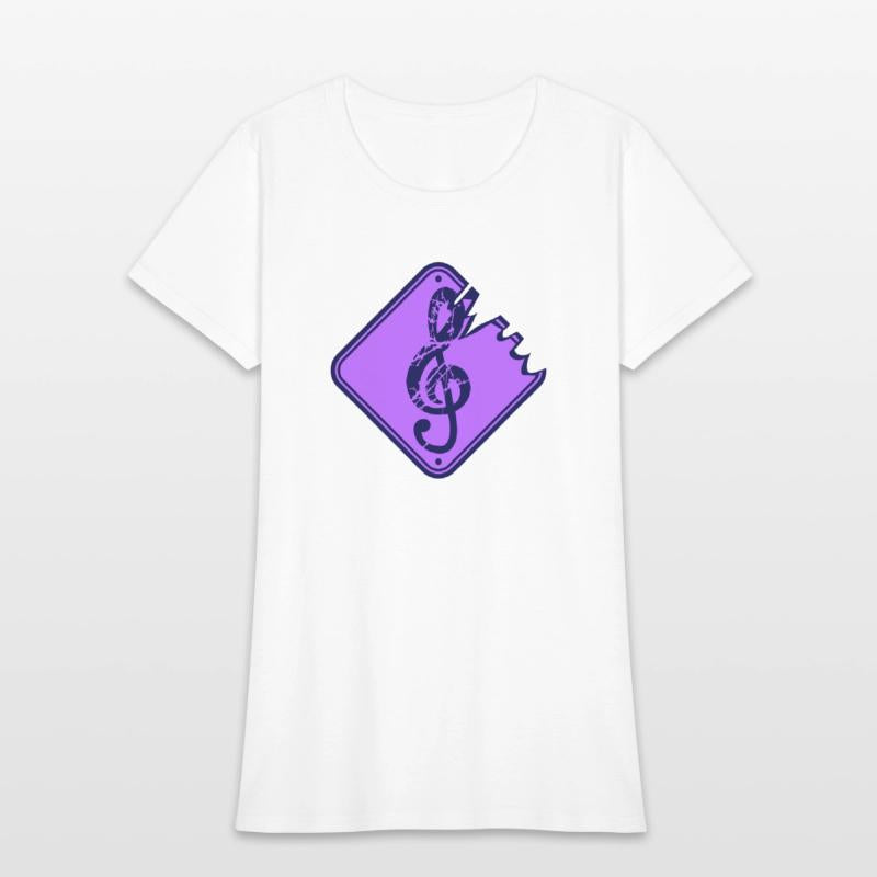 Music Clef Note Road Sign Warning Vintage Retro