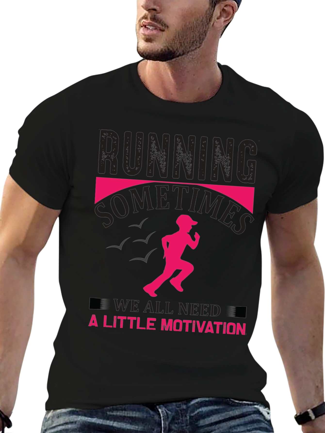 Running Motivation T-Shirt -  Mens Black Tee
