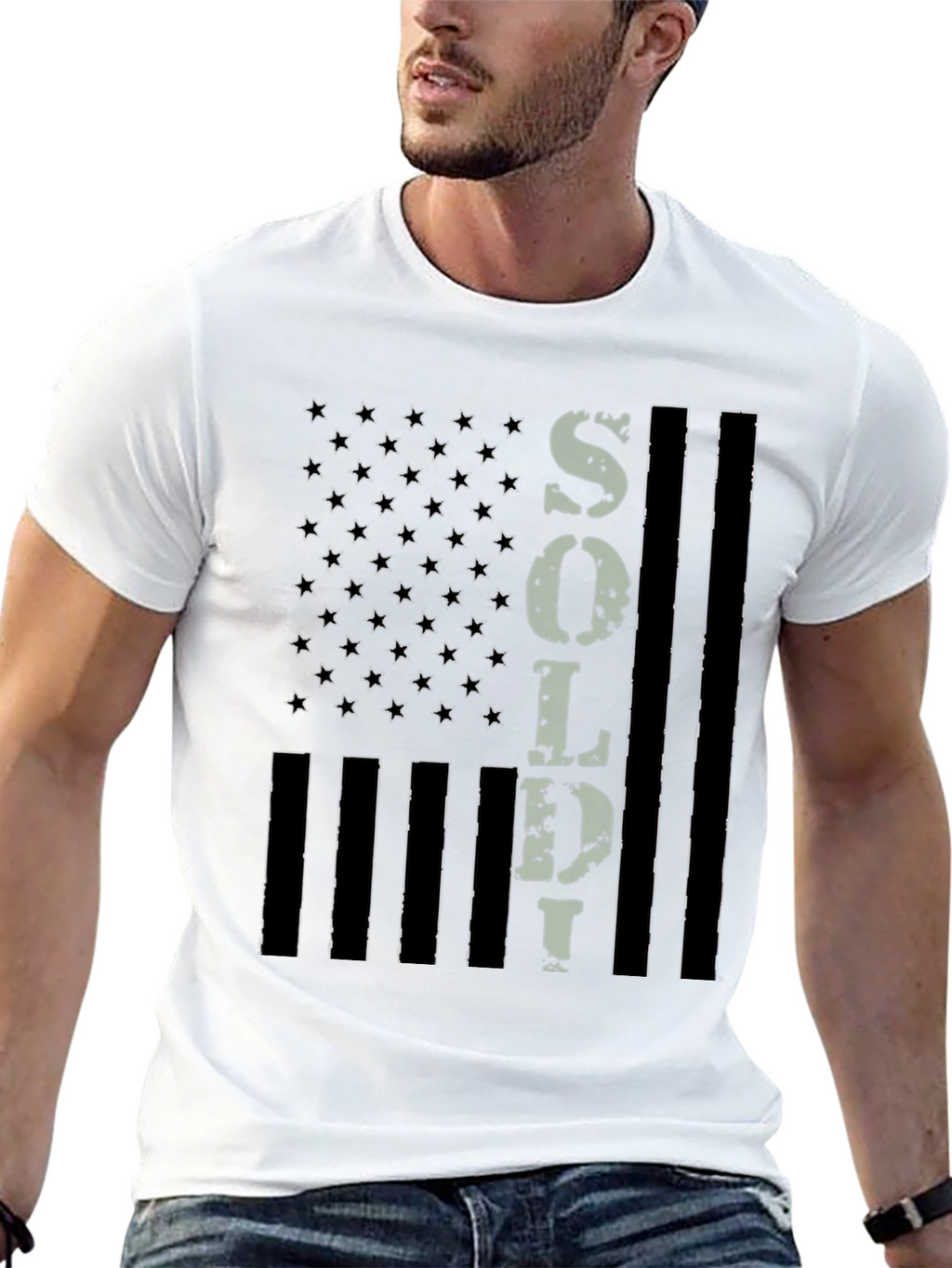 American Flag Soldier Graphic T-Shirt