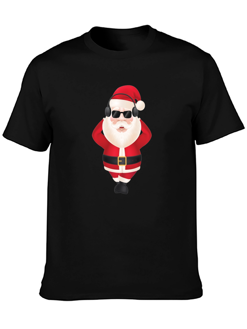 Cool Santa Black T-Shirt - Holiday Fun!
