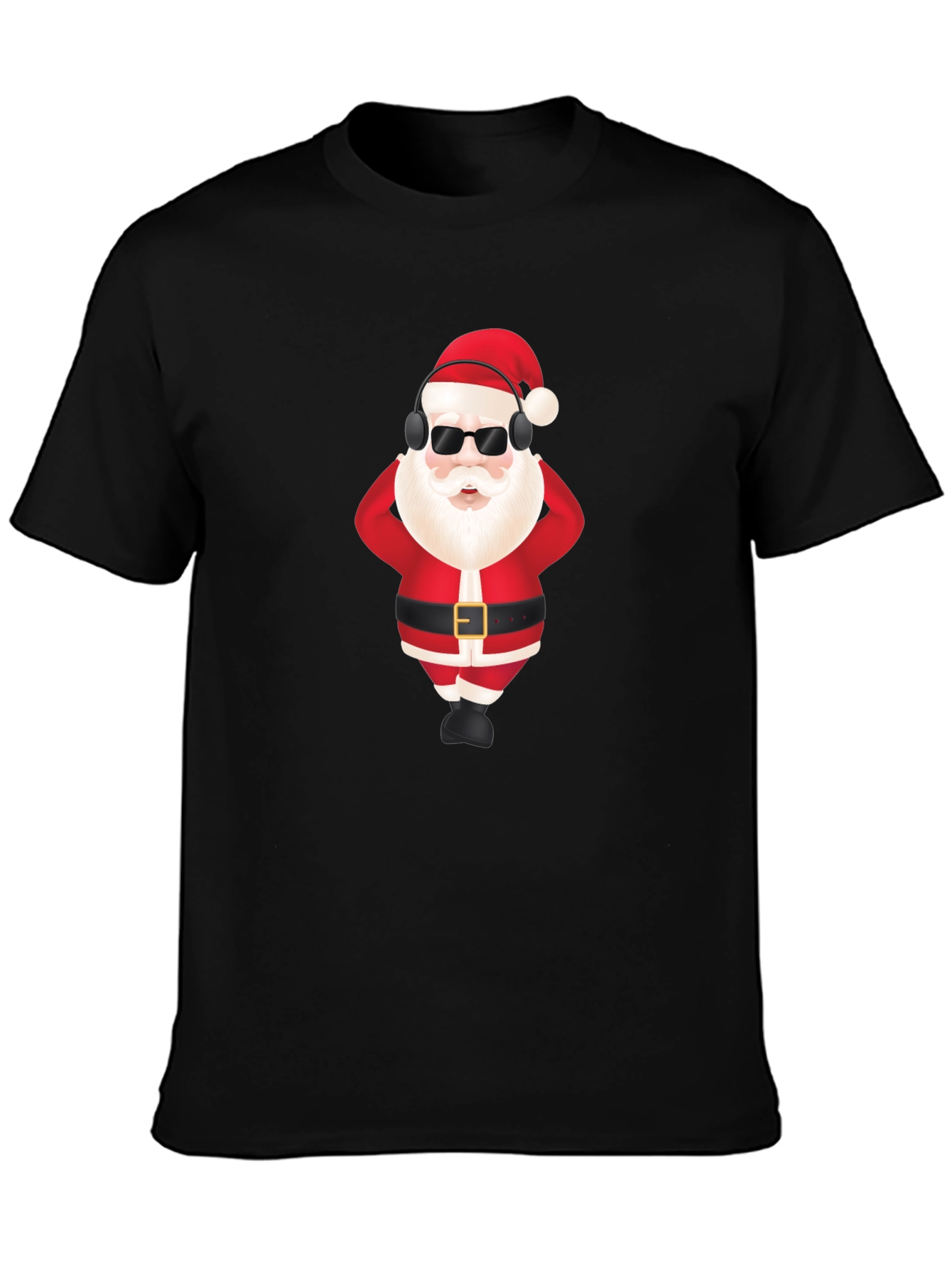 Cool Santa Black T-Shirt - Holiday Fun!