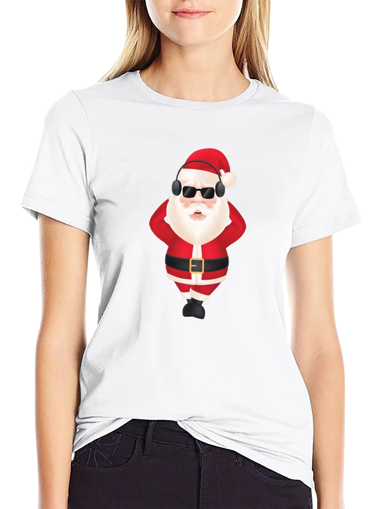 Cool Santa Black T-Shirt - Holiday Fun!