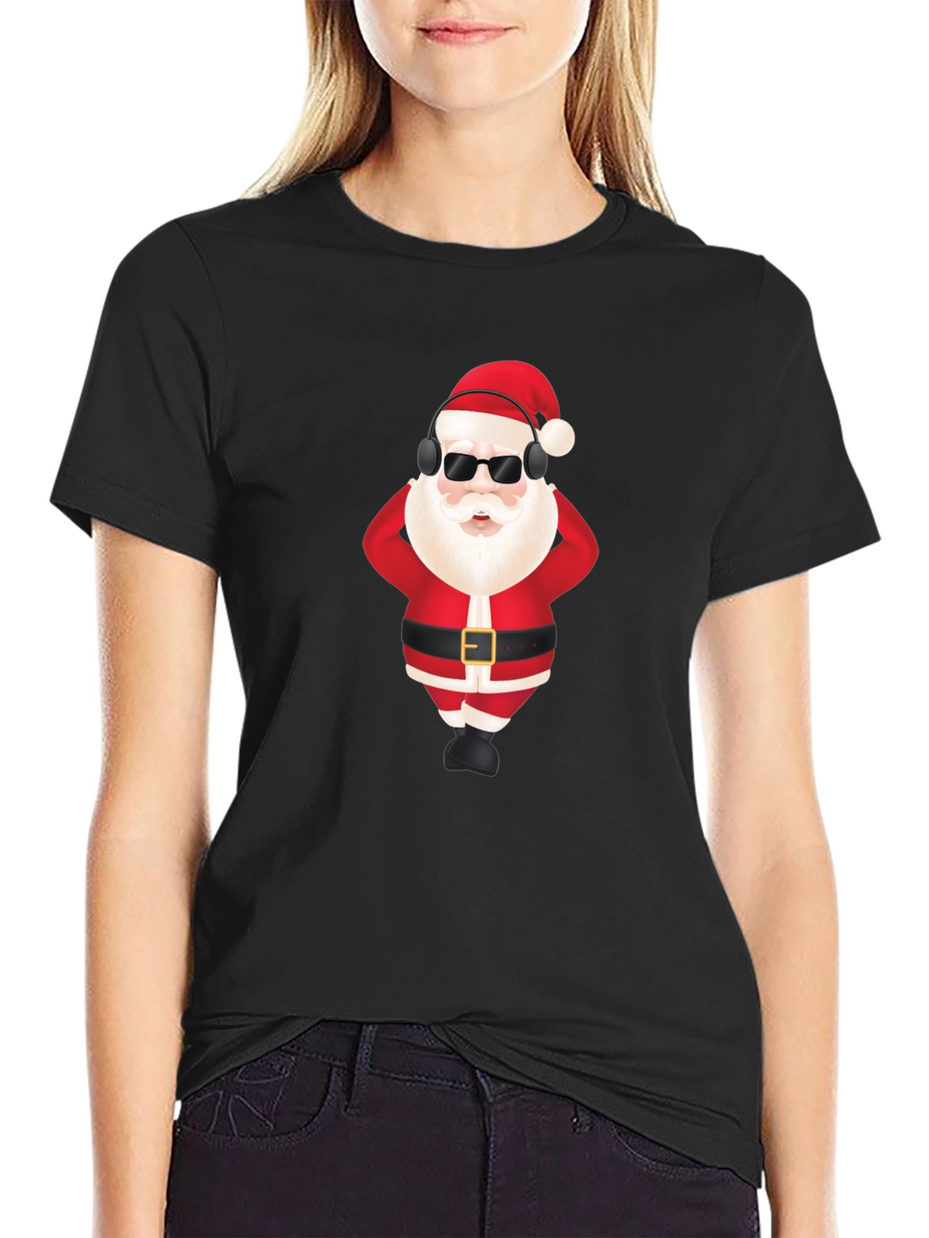 Cool Santa Black T-Shirt - Holiday Fun!
