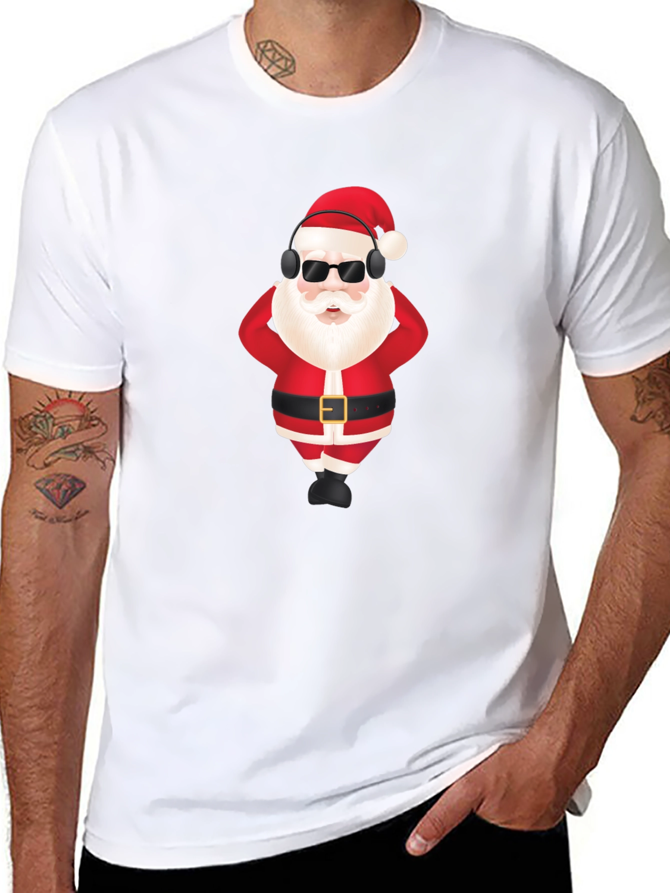 Cool Santa Black T-Shirt - Holiday Fun!