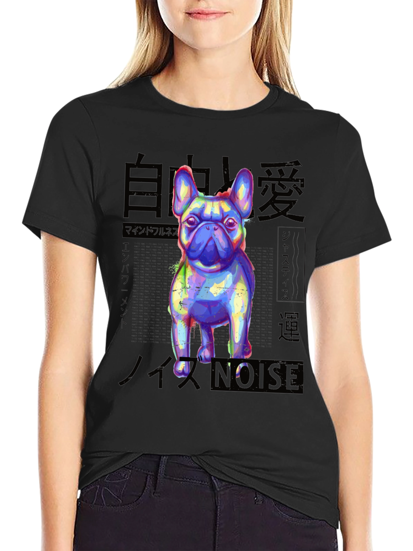 Mens Black Graphic Tee - Bulldog Design
