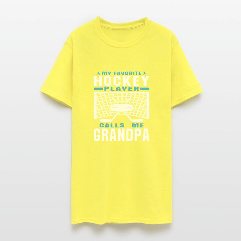 My Favorite Hockey Player Grandpa Blue White Text