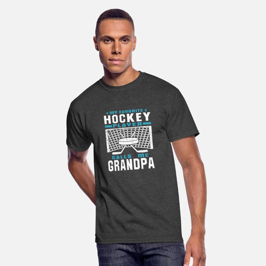 My Favorite Hockey Player Grandpa Blue White Text
