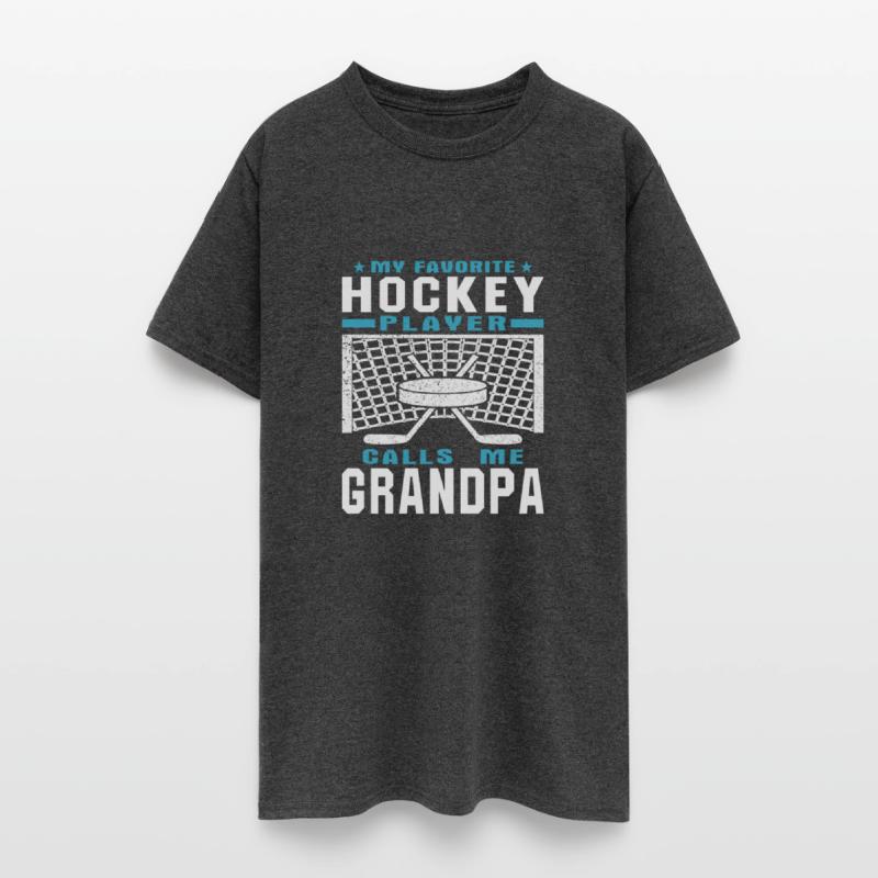 My Favorite Hockey Player Grandpa Blue White Text