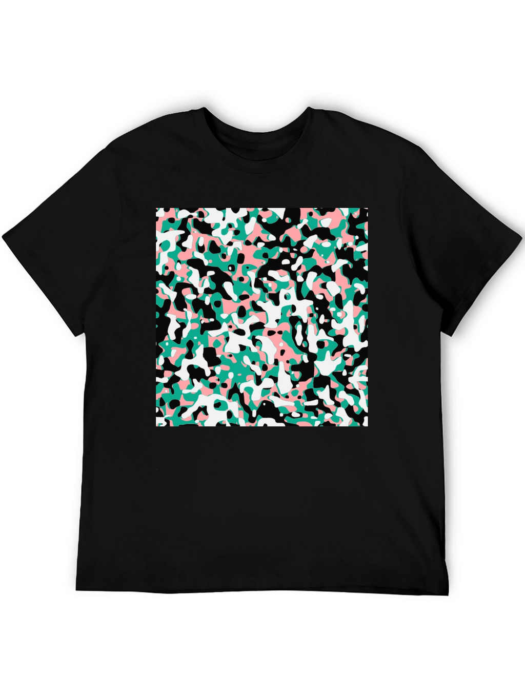Abstract Camo Print Black T-Shirt
