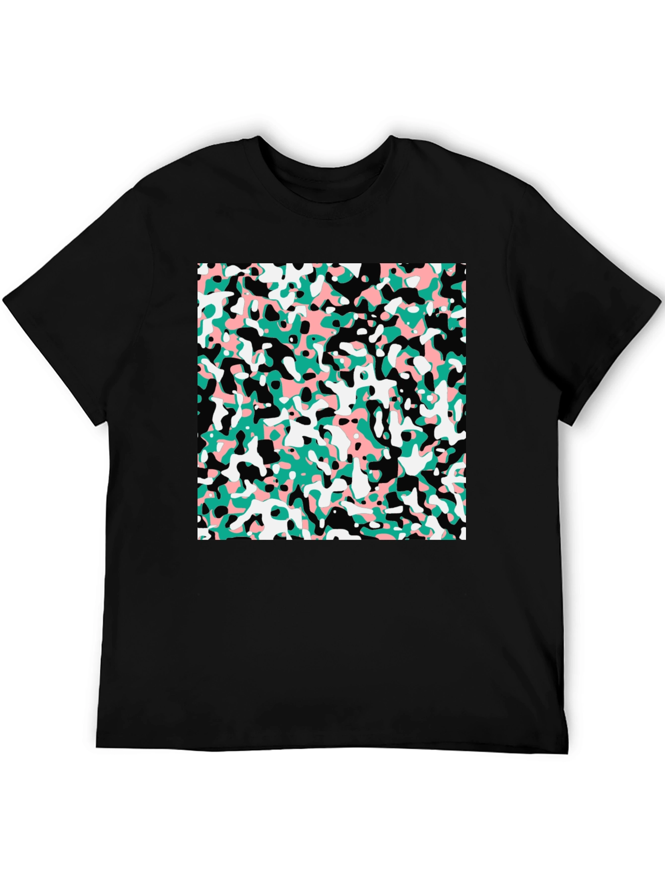 Abstract Camo Print Black T-Shirt