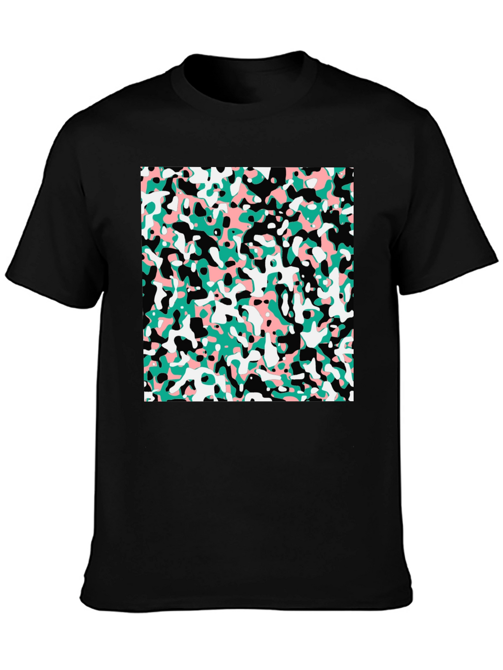 Abstract Camo Print Black T-Shirt