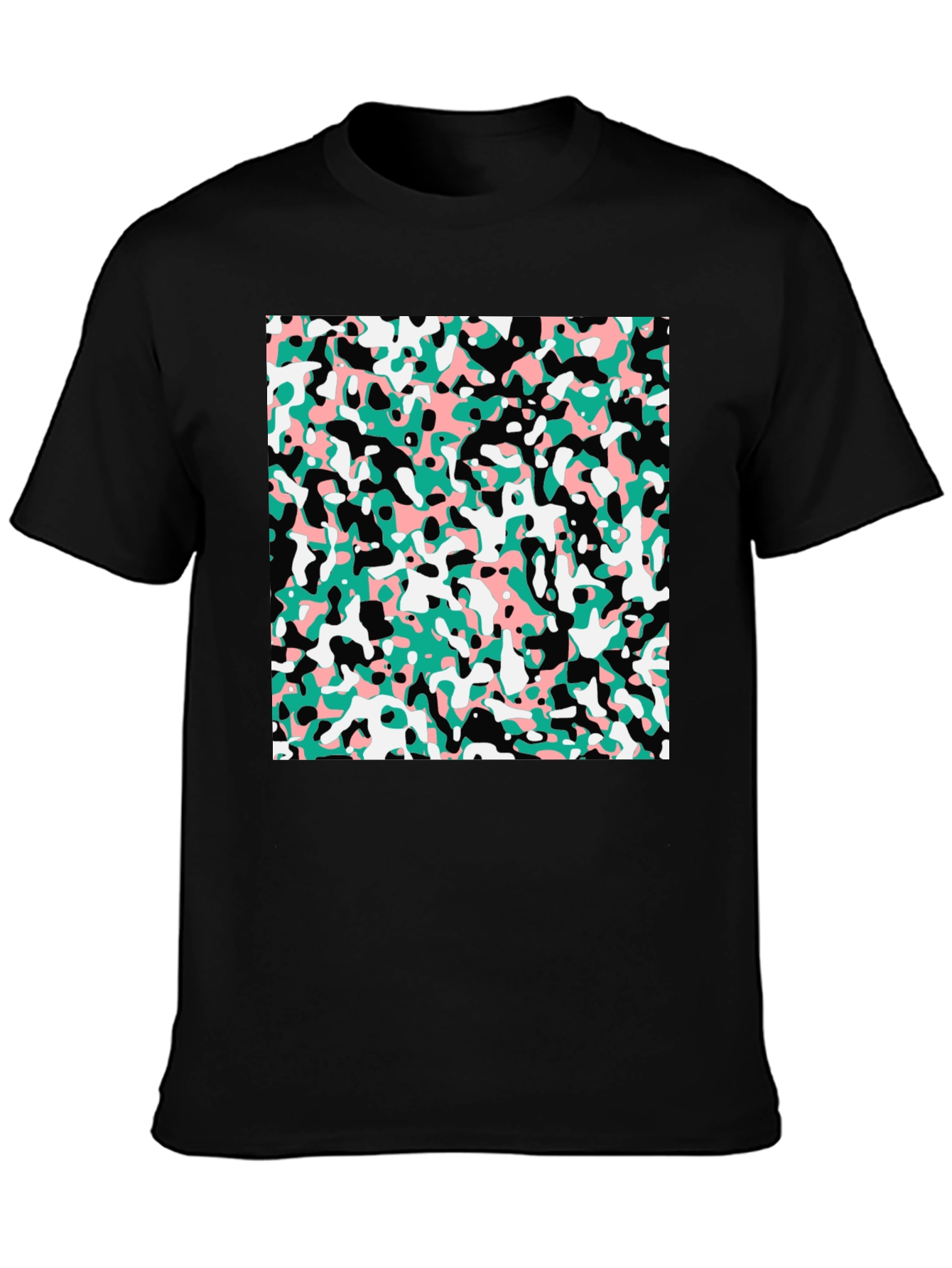 Abstract Camo Print Black T-Shirt
