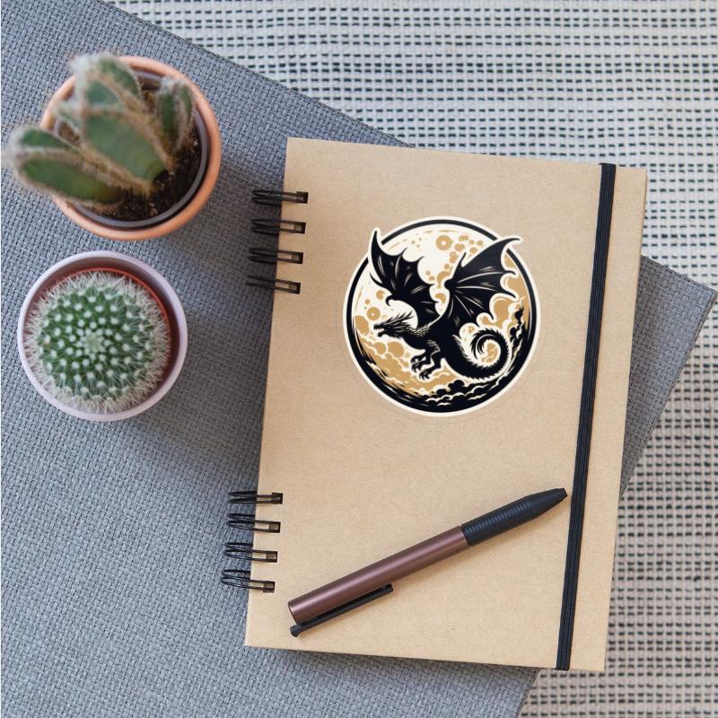 Mystical Dragon Silhouette Against Full Moon