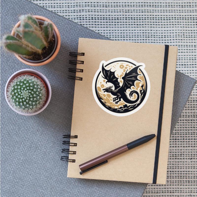 Mystical Dragon Silhouette Against Full Moon