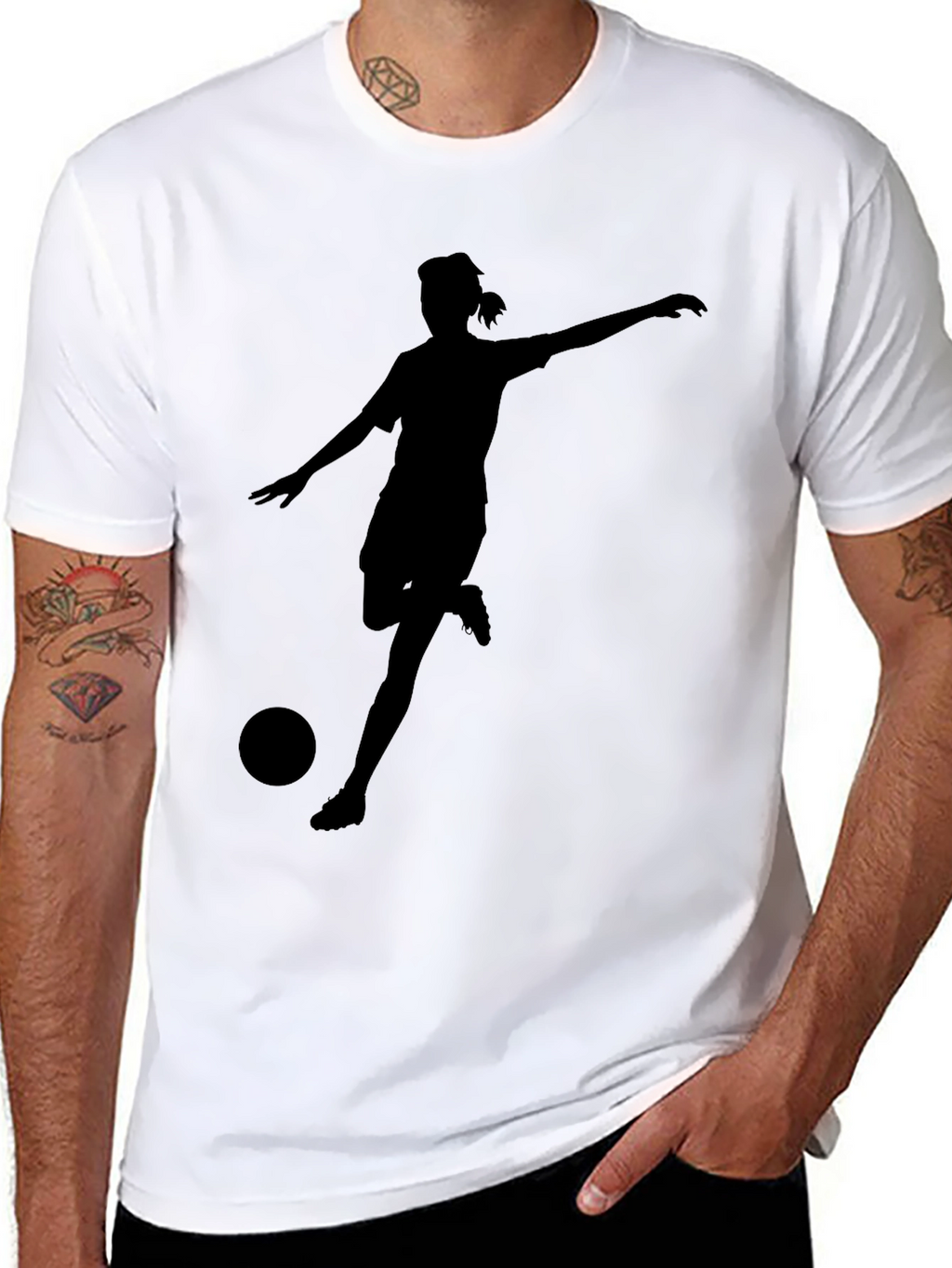 Soccer Player Silhouette Black T-Shirt