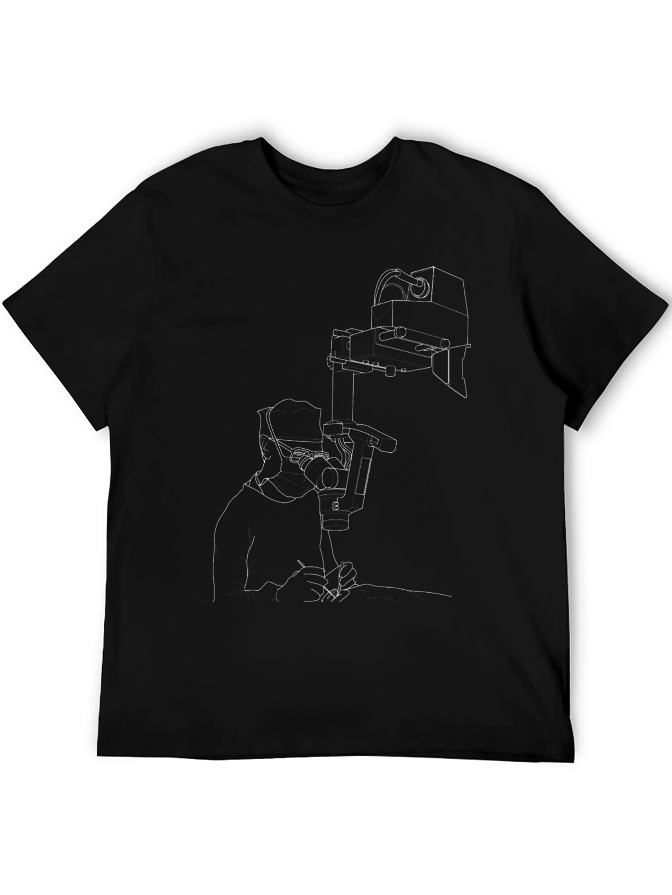 Modern Surgical Scene Graphic Tee - Black Cotton