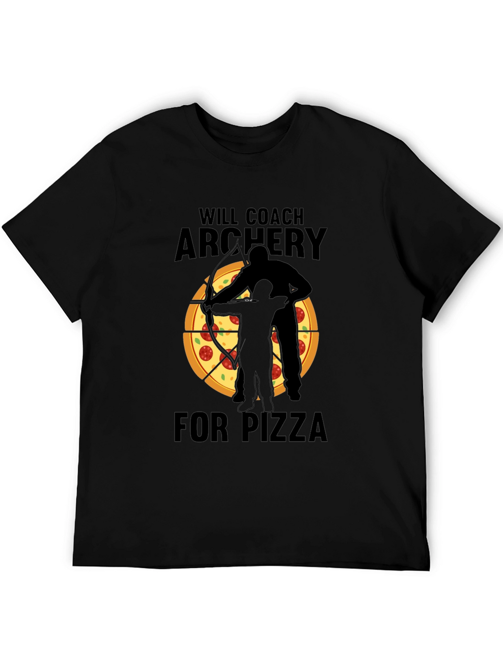 Archery Coach Pizza Lover Black T-Shirt