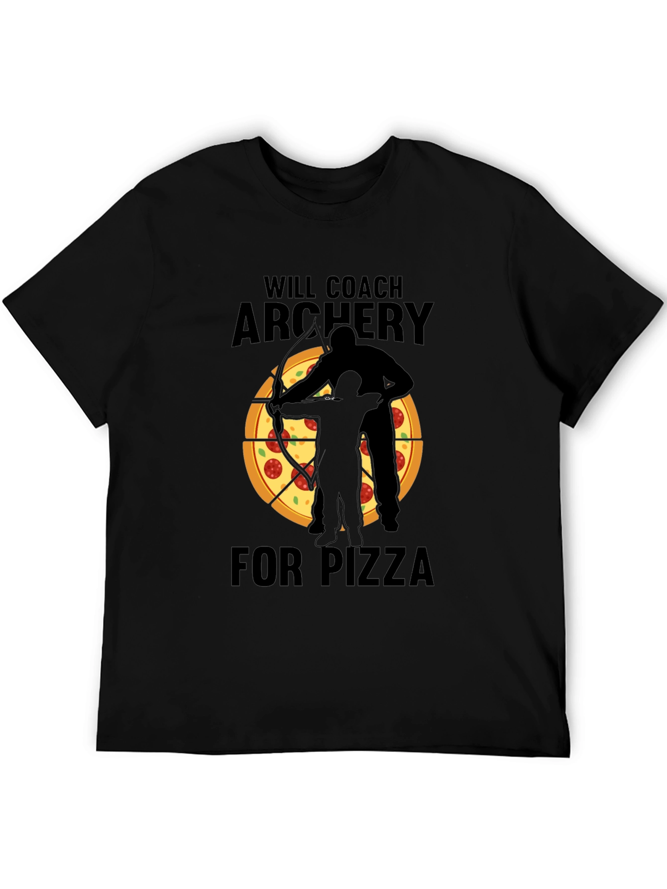 Archery Coach Pizza Lover Black T-Shirt