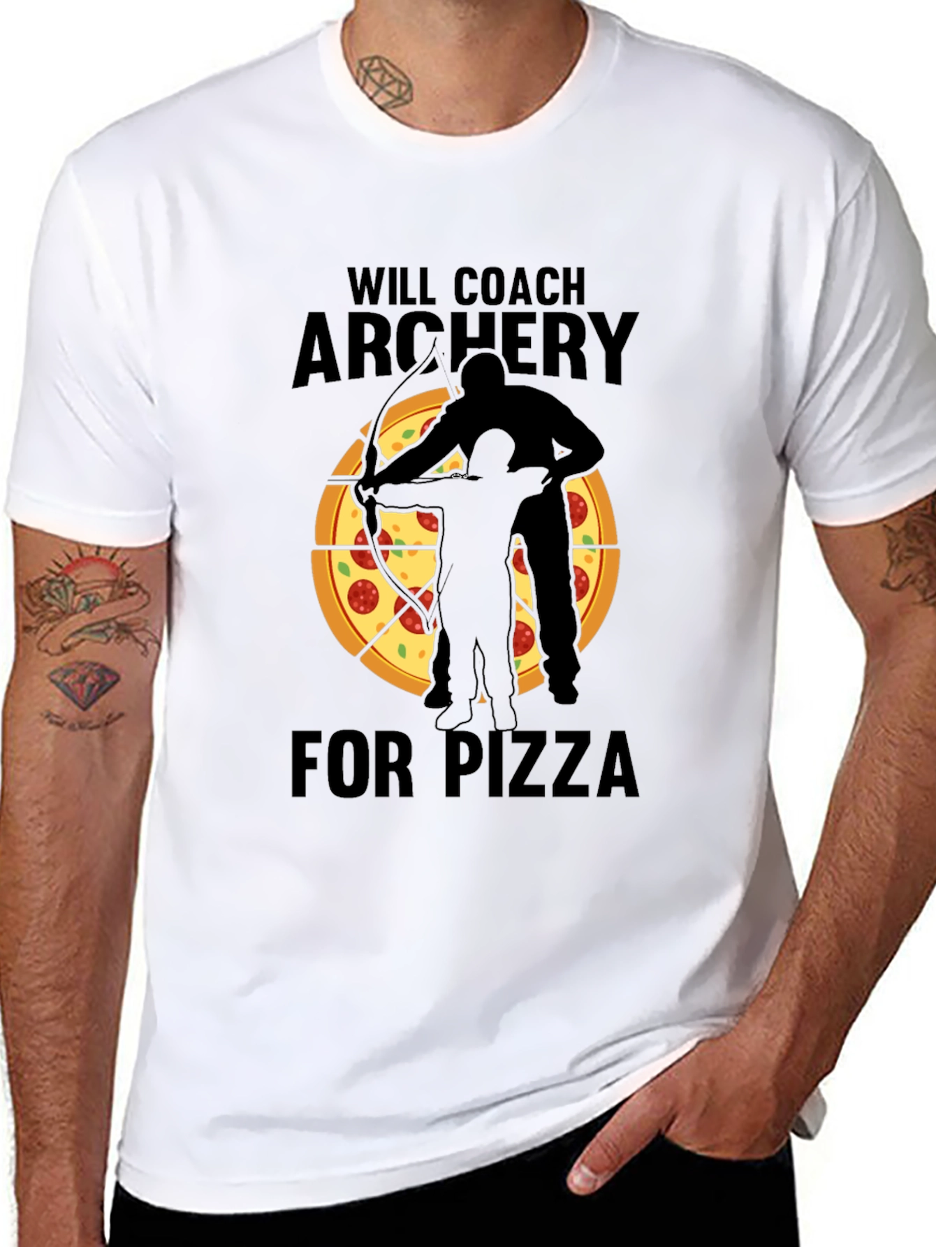 Archery Coach Pizza Lover Black T-Shirt