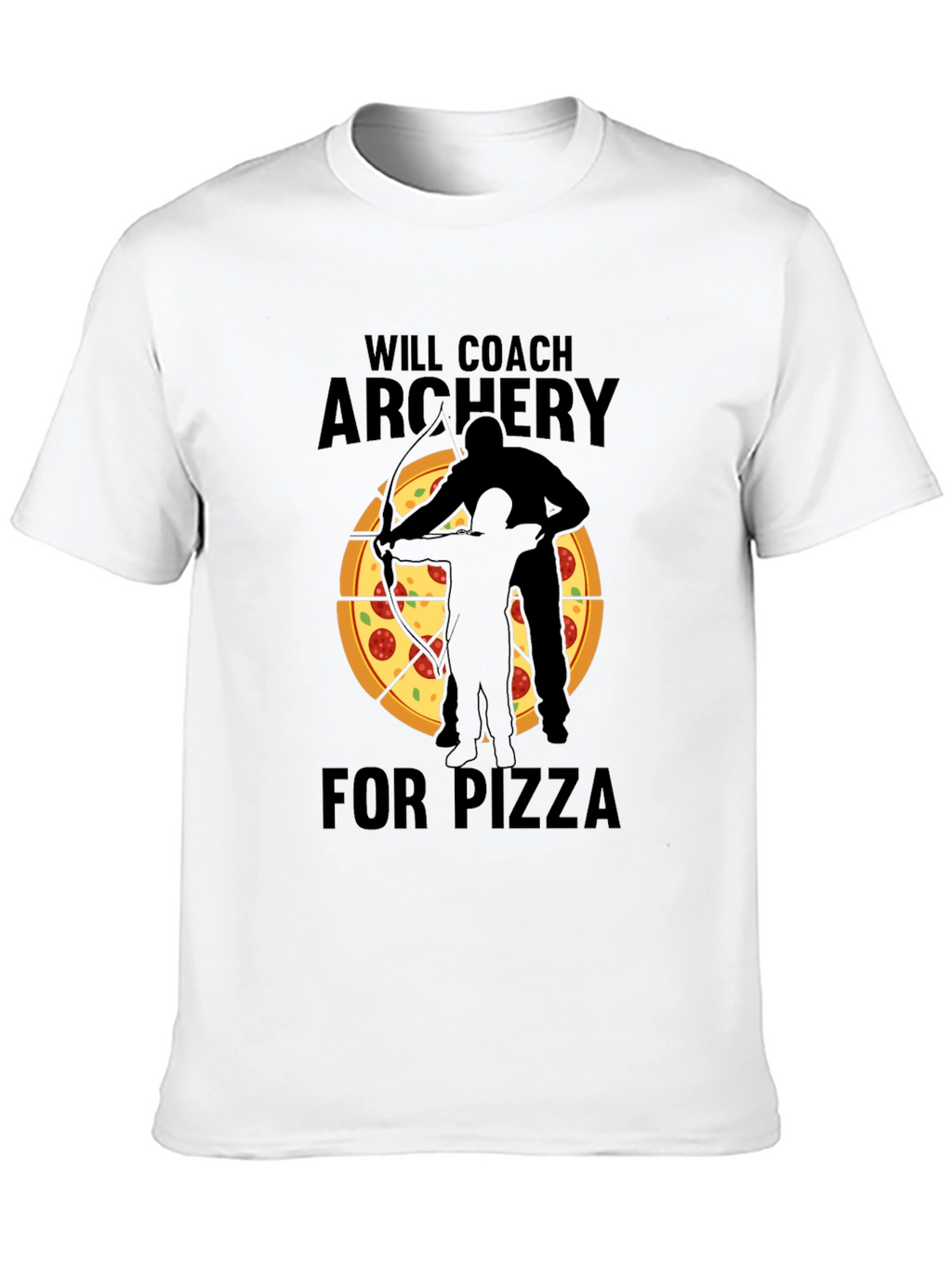 Archery Coach Pizza Lover Black T-Shirt