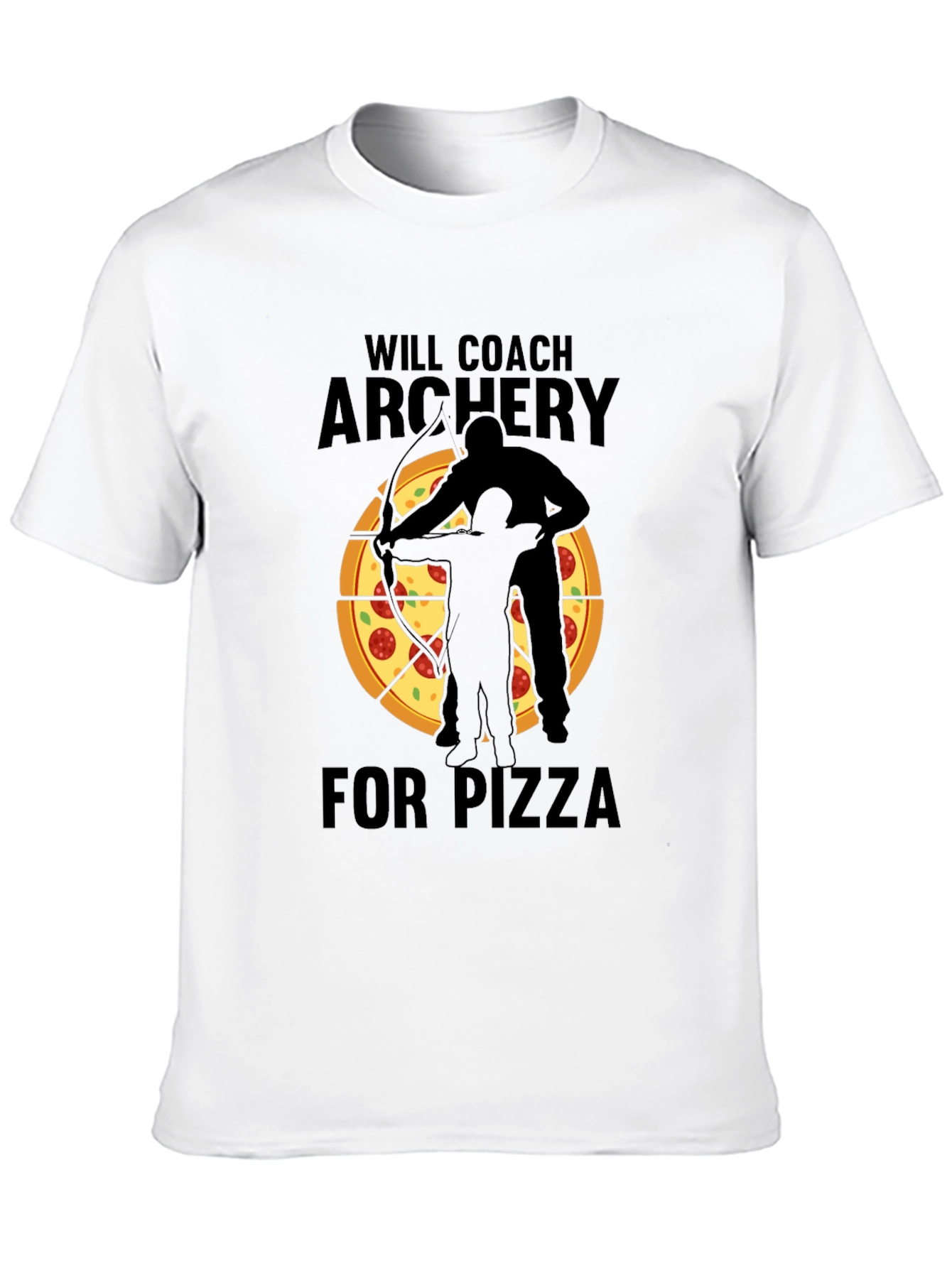 Archery Coach Pizza Lover Black T-Shirt