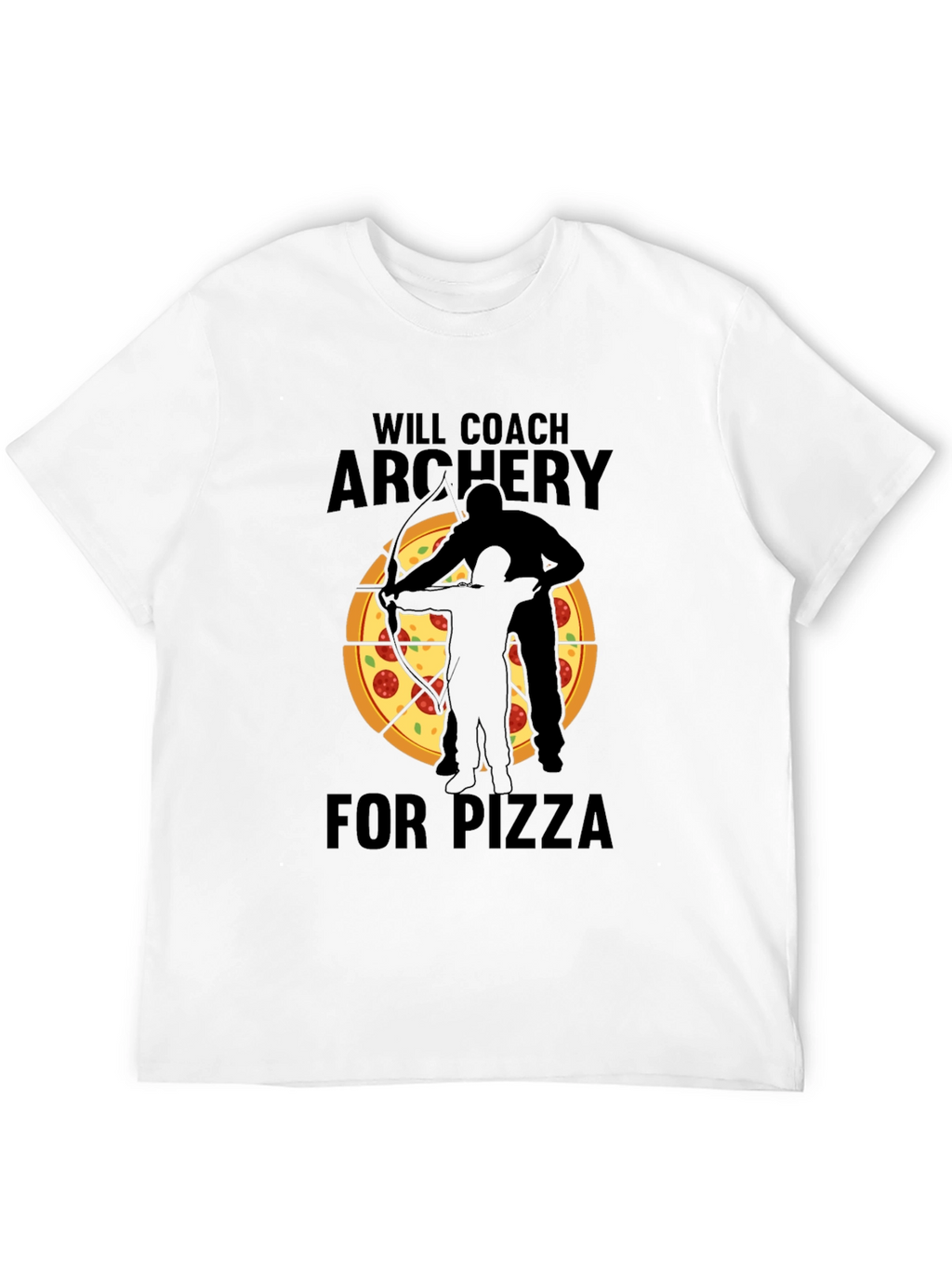 Archery Coach Pizza Lover Black T-Shirt