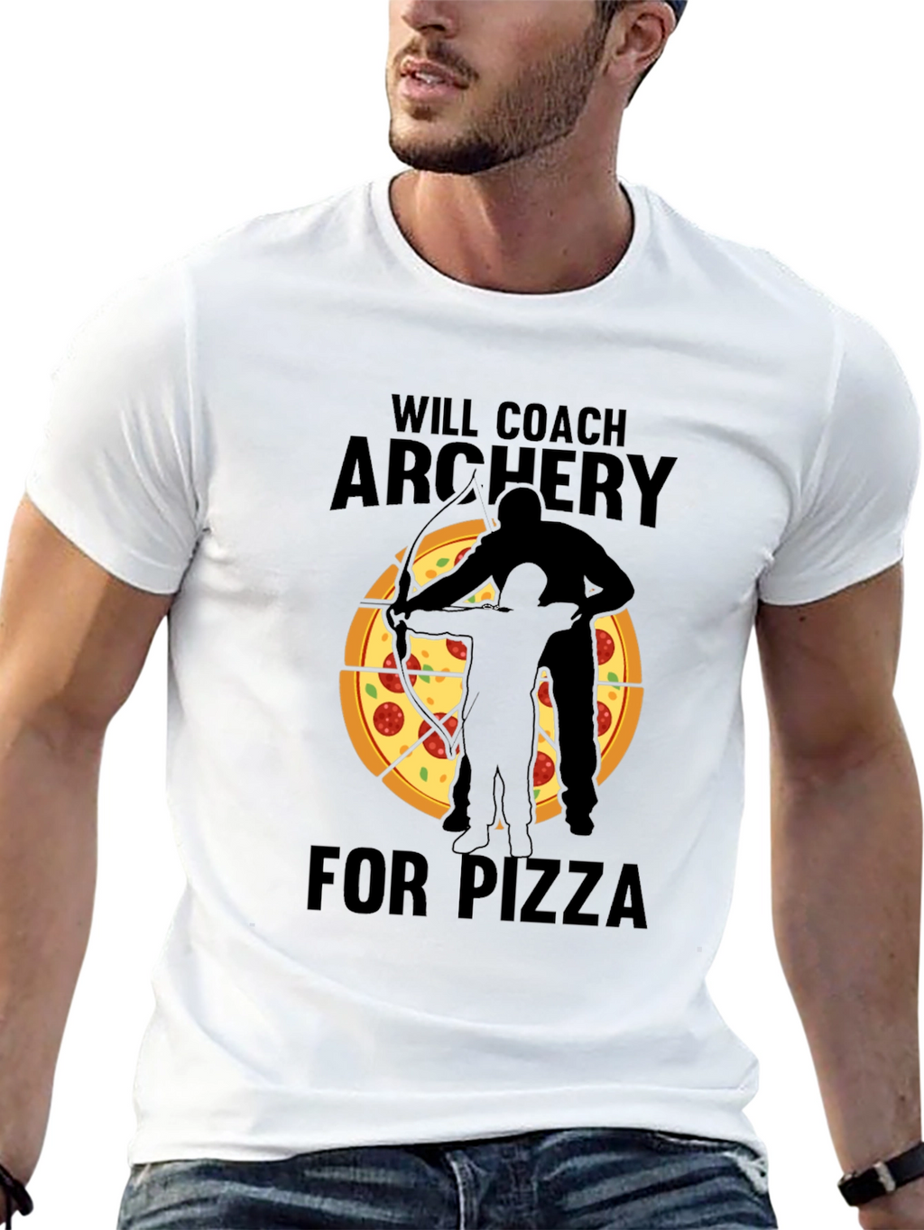 Archery Coach Pizza Lover Black T-Shirt