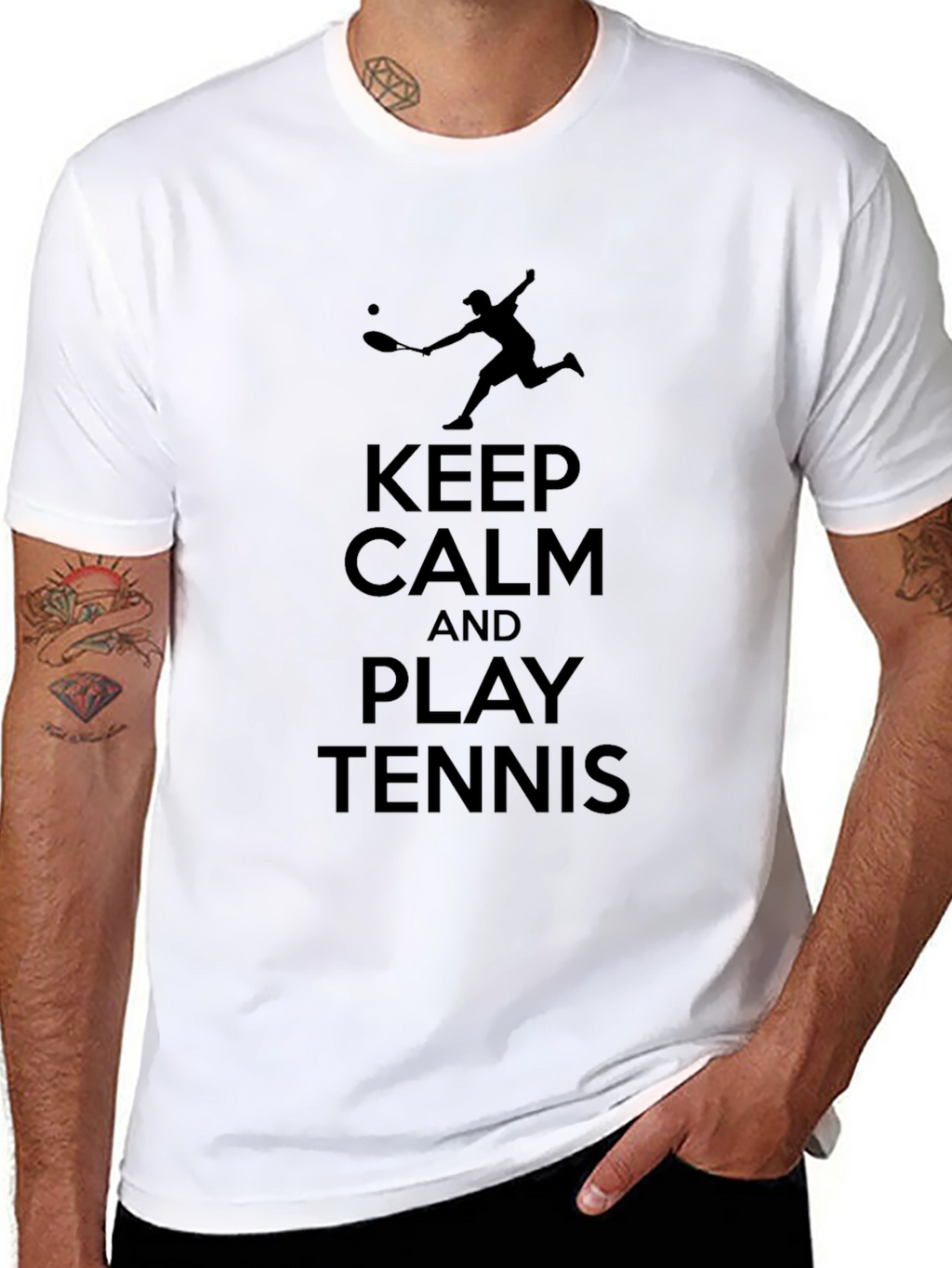 Keep Calm Play Tennis Black Graphic Tee