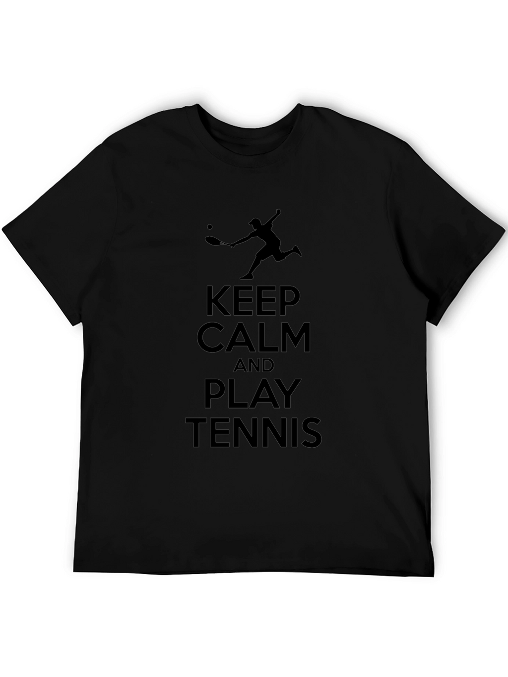 Keep Calm Play Tennis Black Graphic Tee