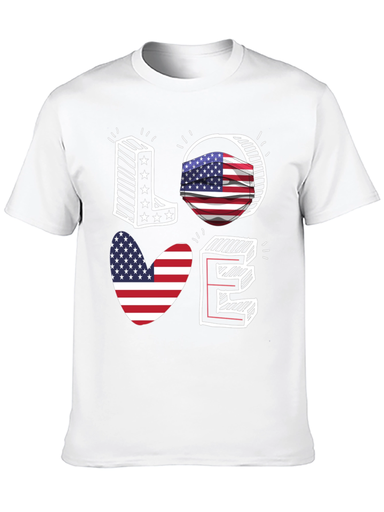 Patriotic LOVE T-Shirt: USA Flag Design