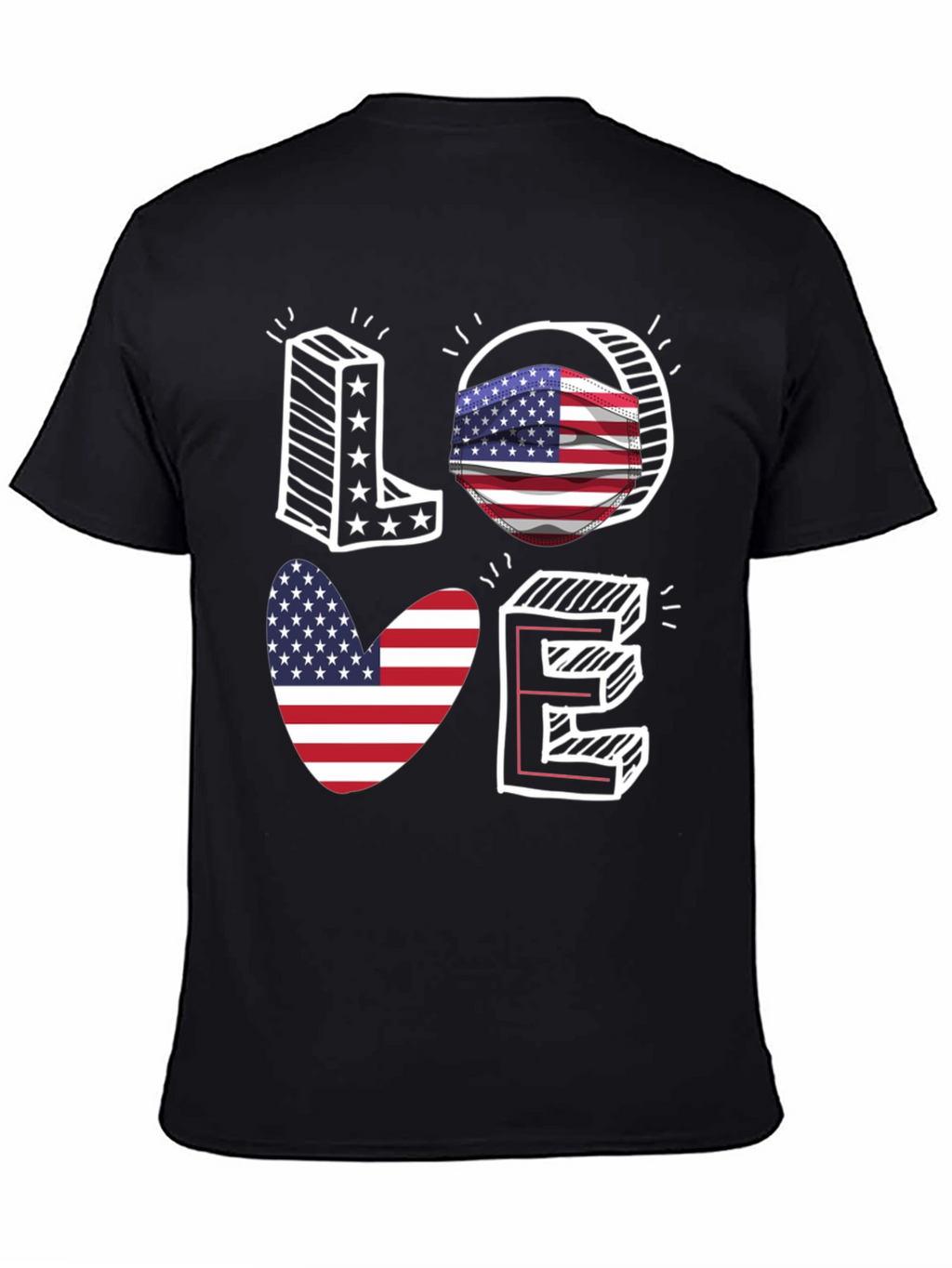 Patriotic LOVE T-Shirt: USA Flag Design
