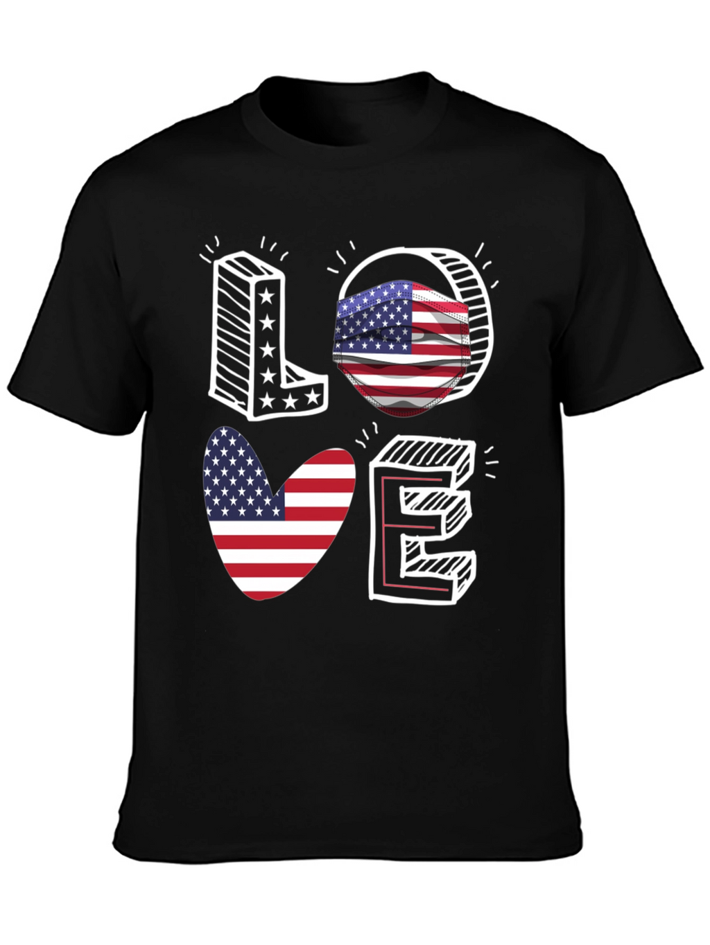 Patriotic LOVE T-Shirt: USA Flag Design