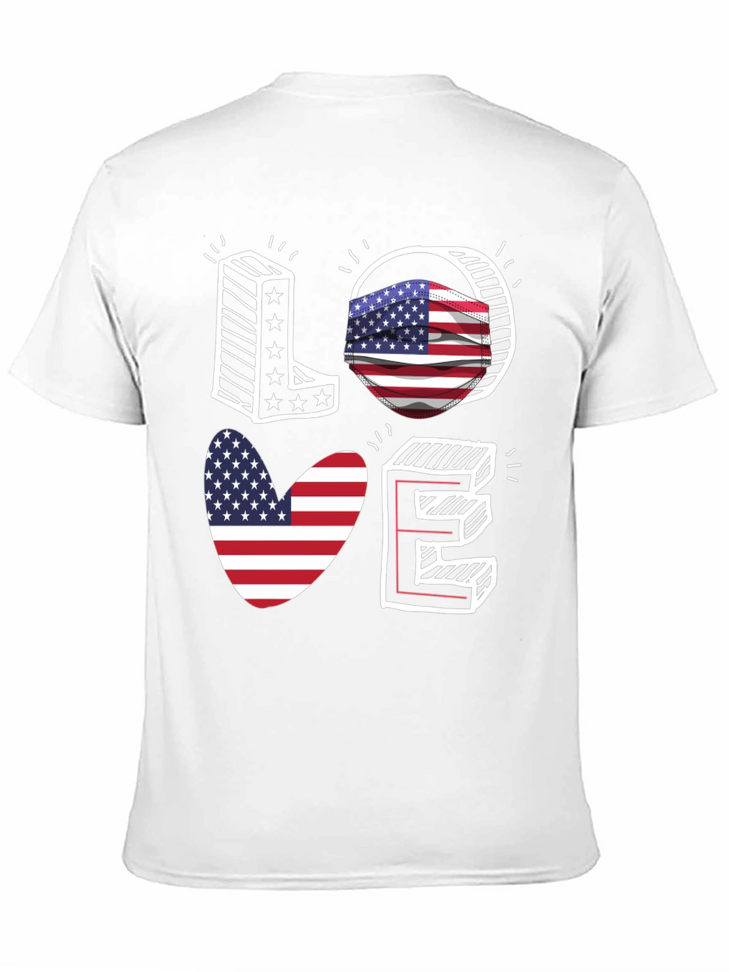 Patriotic LOVE T-Shirt: USA Flag Design