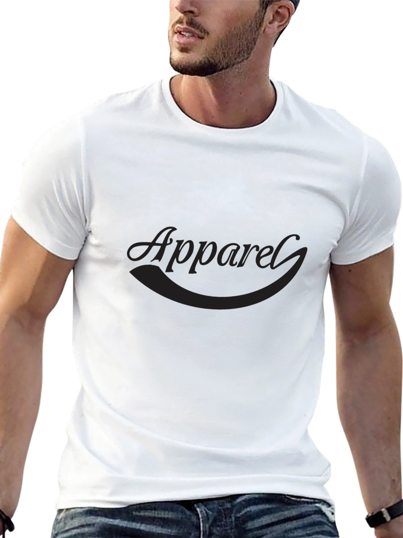 Mens Black Crew Neck Apparel T-Shirt