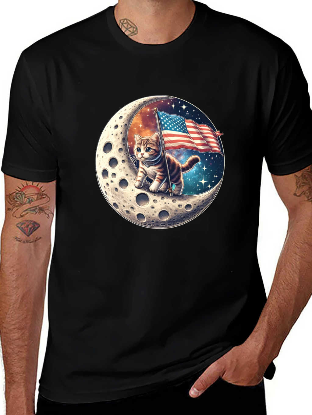 Patriotic Moon Cat T-Shirt