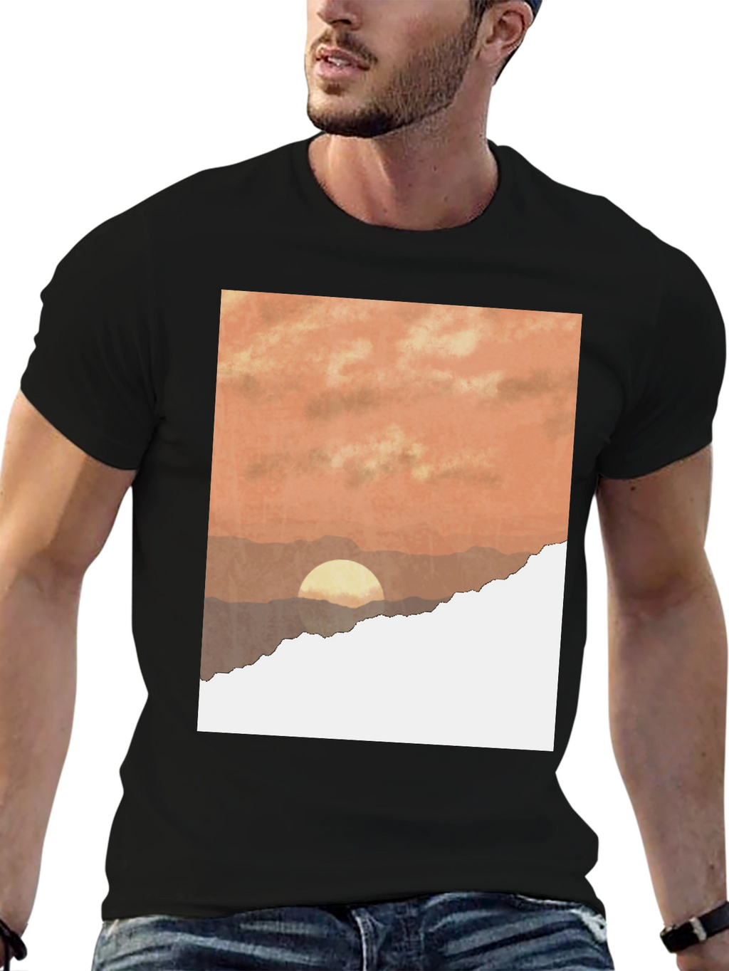 Sunset Graphic T-Shirt - Stylish Black Tee