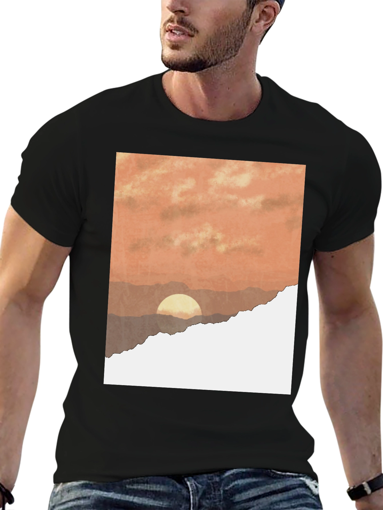 Sunset Graphic T-Shirt - Stylish Black Tee