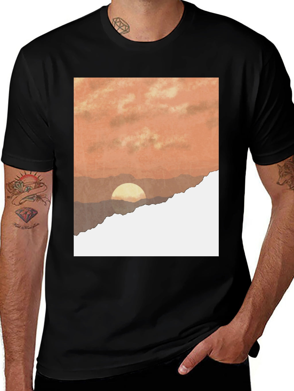 Sunset Graphic T-Shirt - Stylish Black Tee