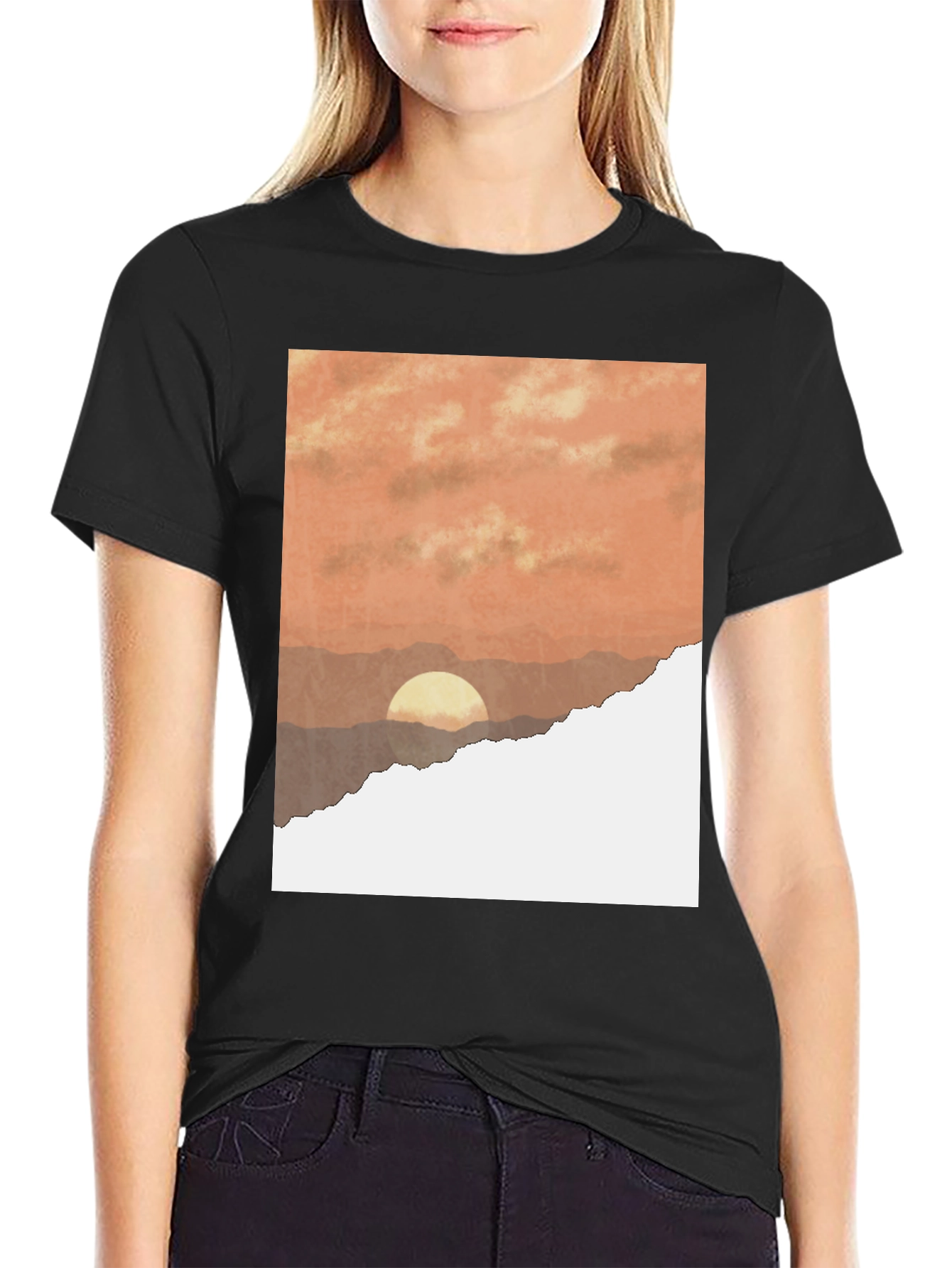 Sunset Graphic T-Shirt - Stylish Black Tee