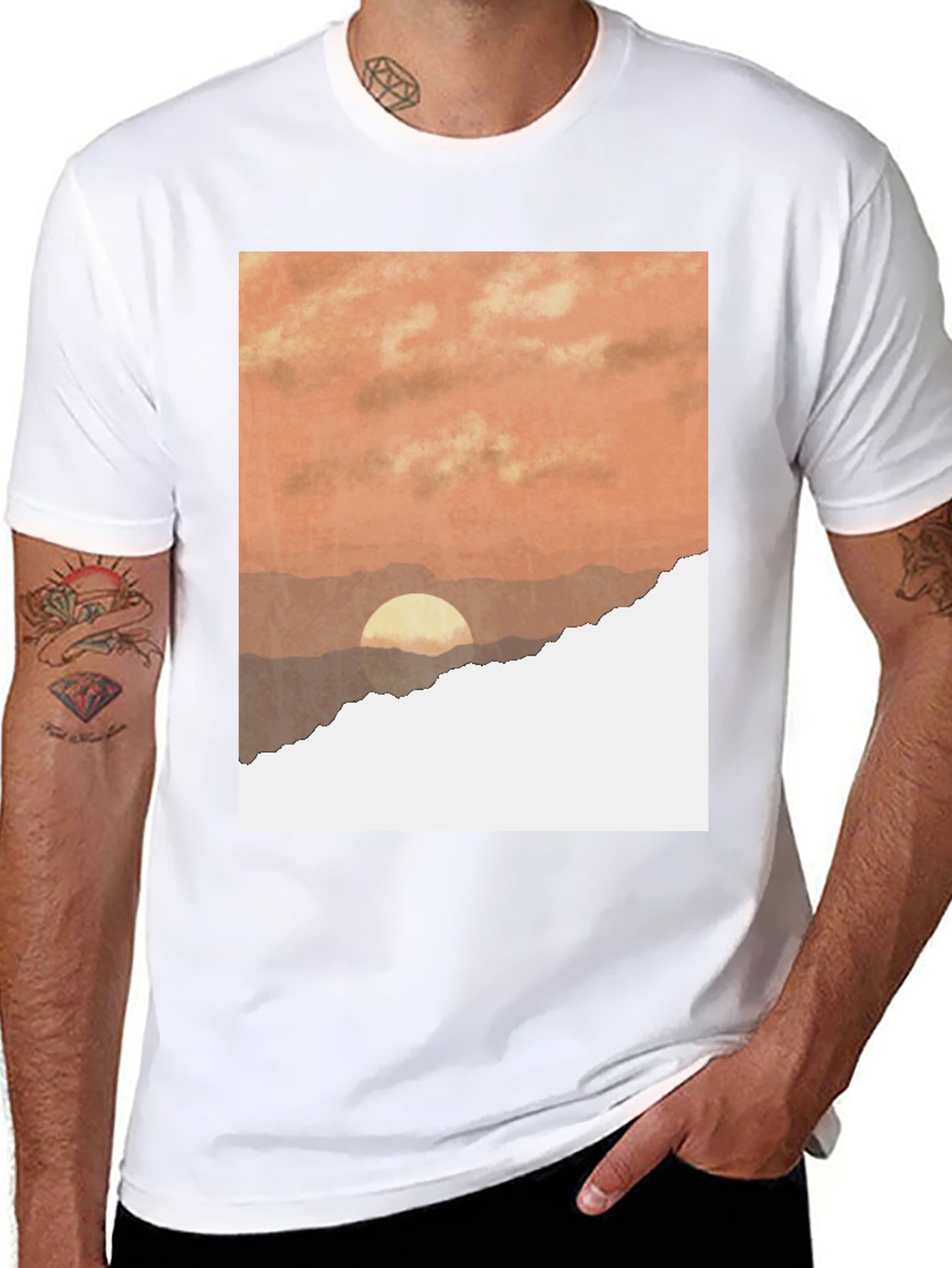 Sunset Graphic T-Shirt - Stylish Black Tee