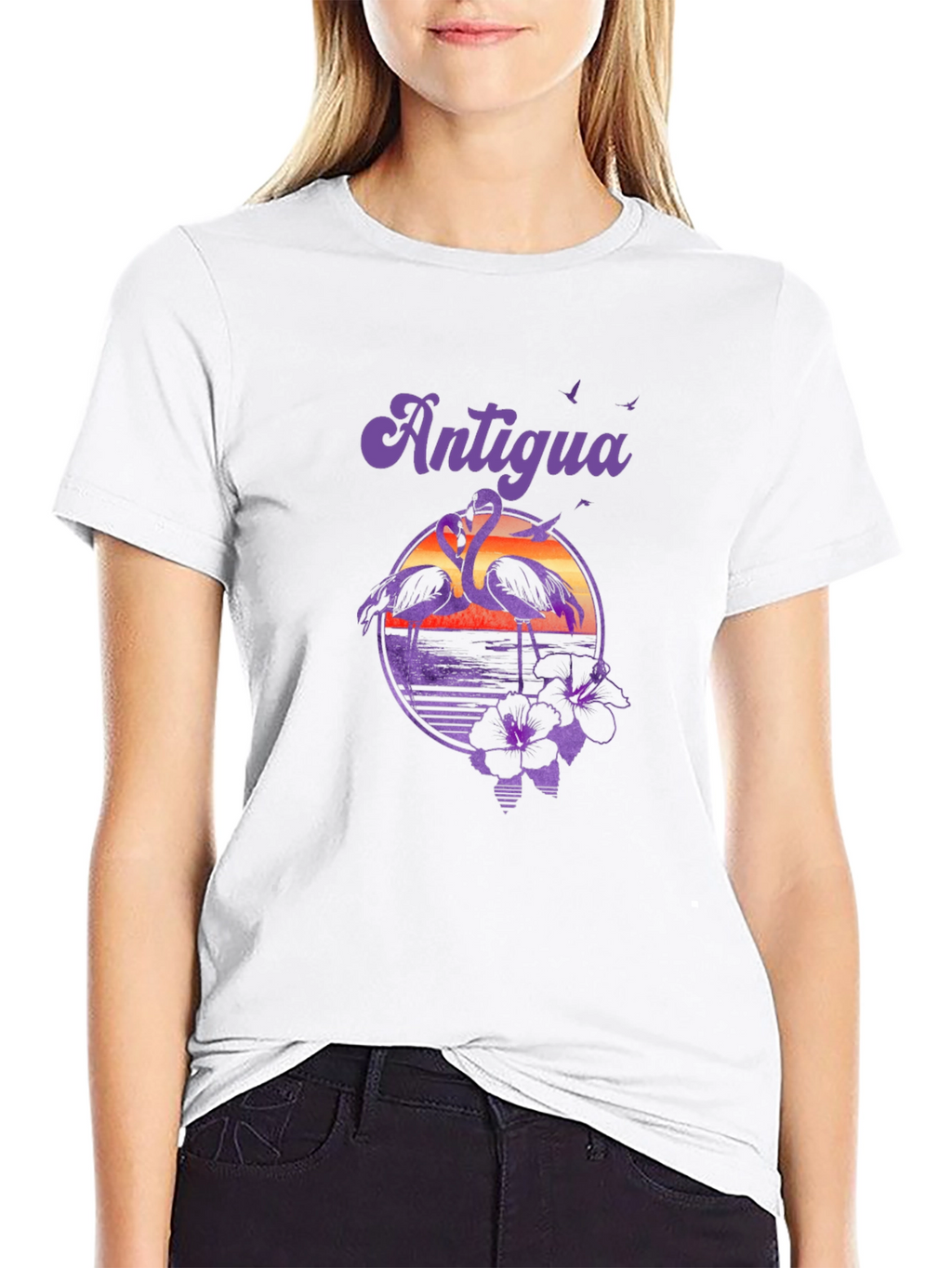 Antigua Flamingo Sunset Graphic T-Shirt