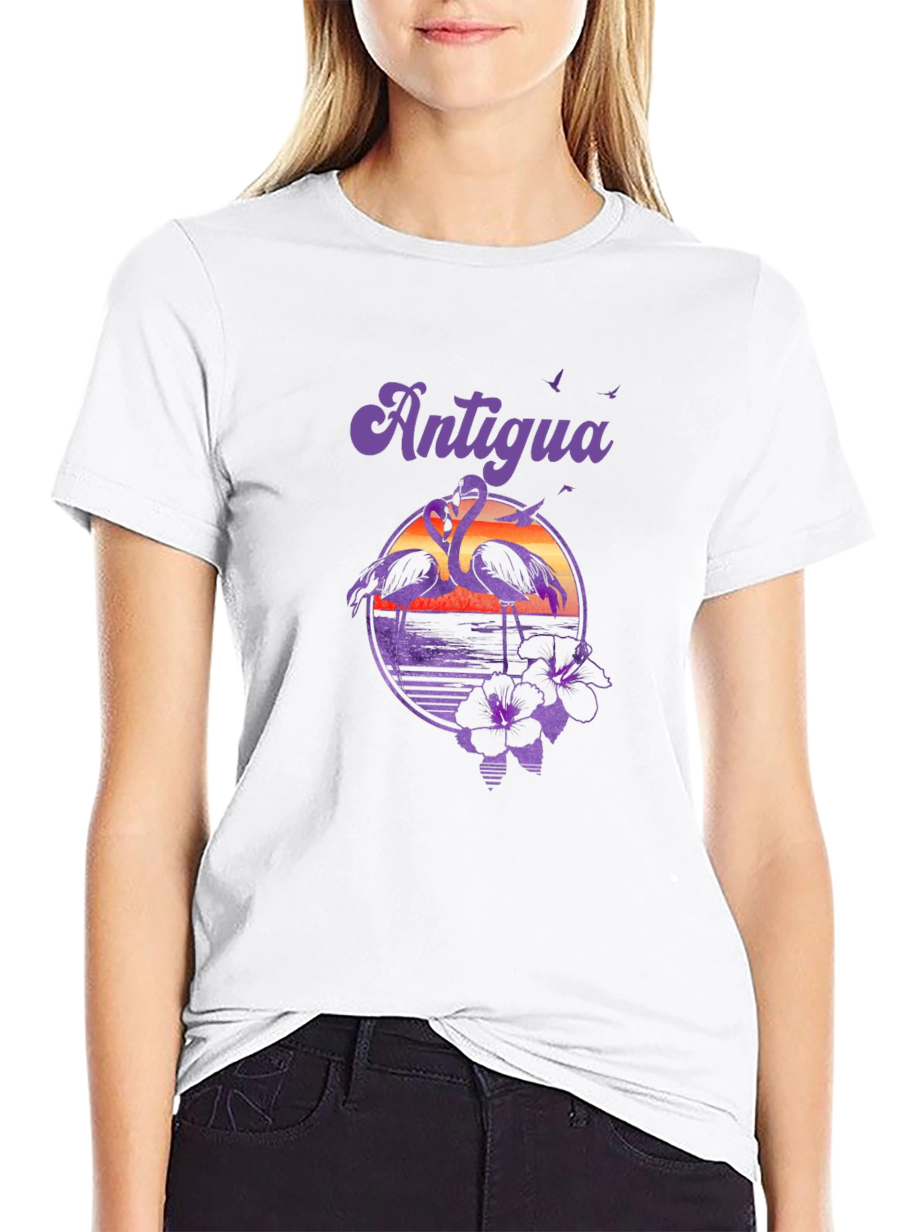 Antigua Flamingo Sunset Graphic T-Shirt