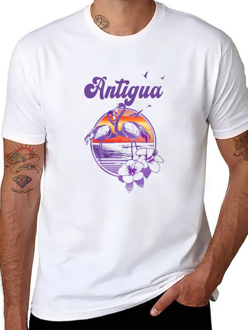 Antigua Flamingo Sunset Graphic T-Shirt