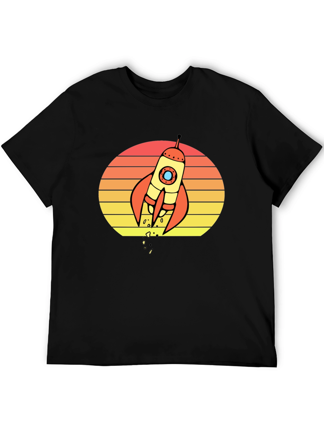 Retro Rocket Sunset Graphic T-Shirt - Space Lover Tee