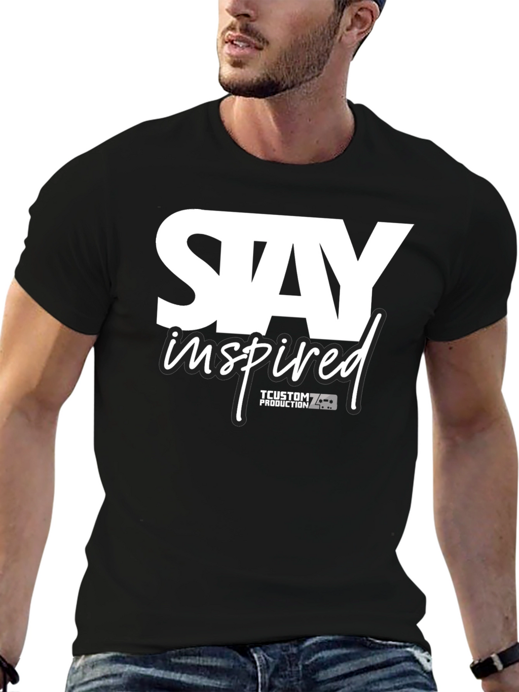Stay Inspired Black Graphic Tee