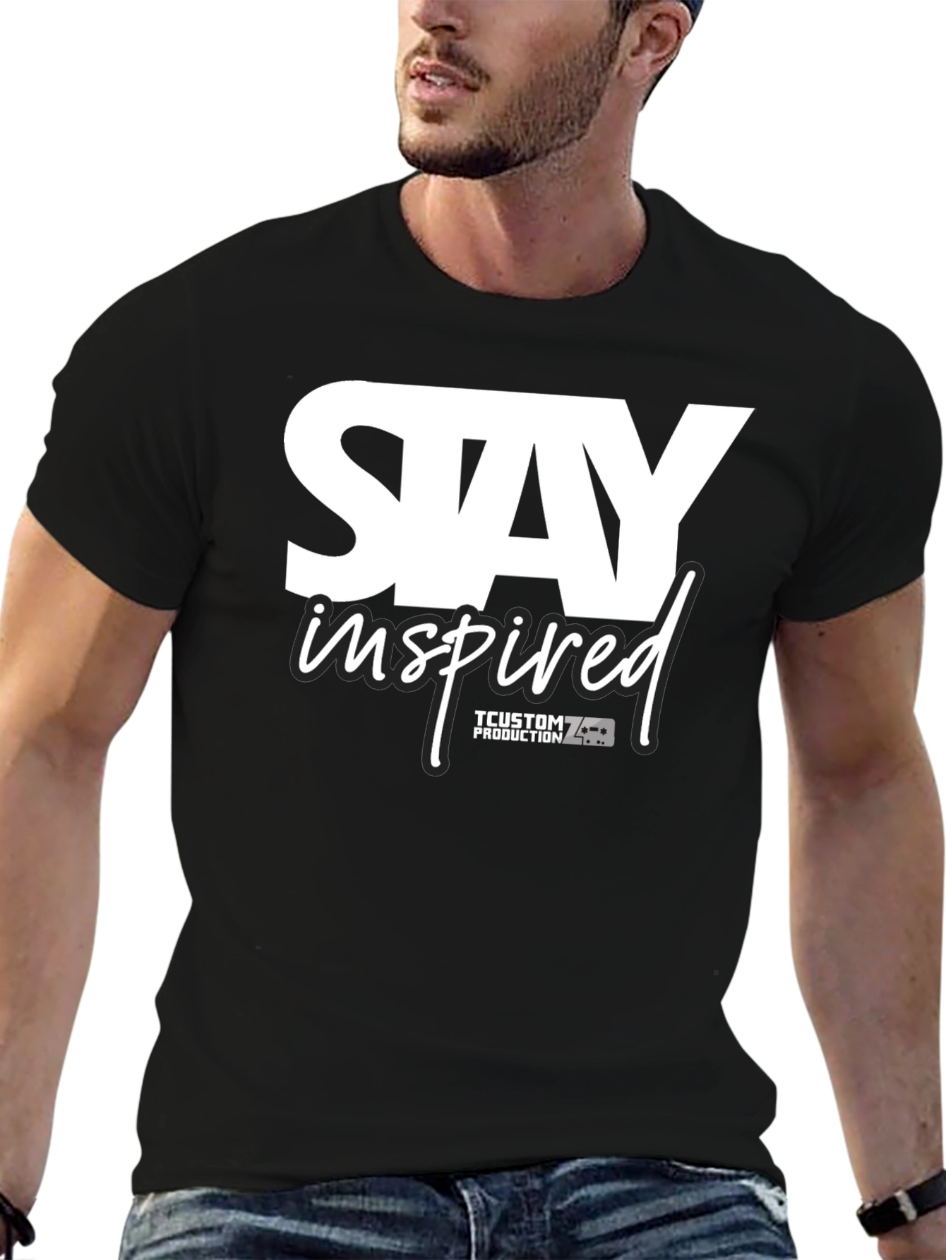 Stay Inspired Black Graphic Tee